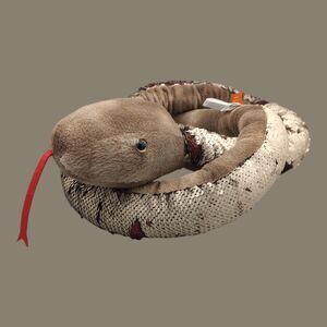 Adventure Planet Sequinimals Plush Snake Brown Red Sequin Large Giant 60" Long